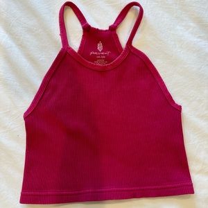 Free People Happiness Runs Crop Tank - Raspberry Color